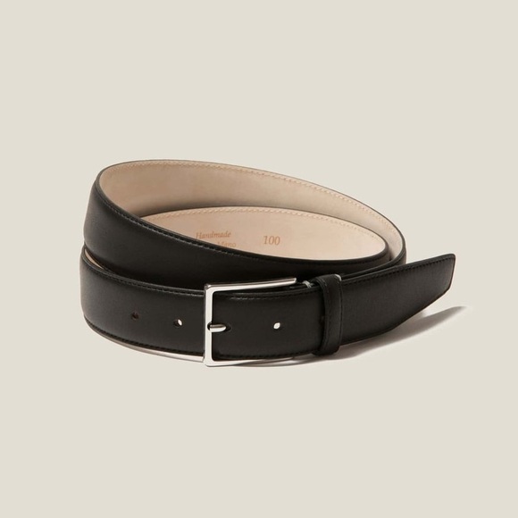 Zenga Elegant brown Leather Men's Belt silver buckle size 38 NWT